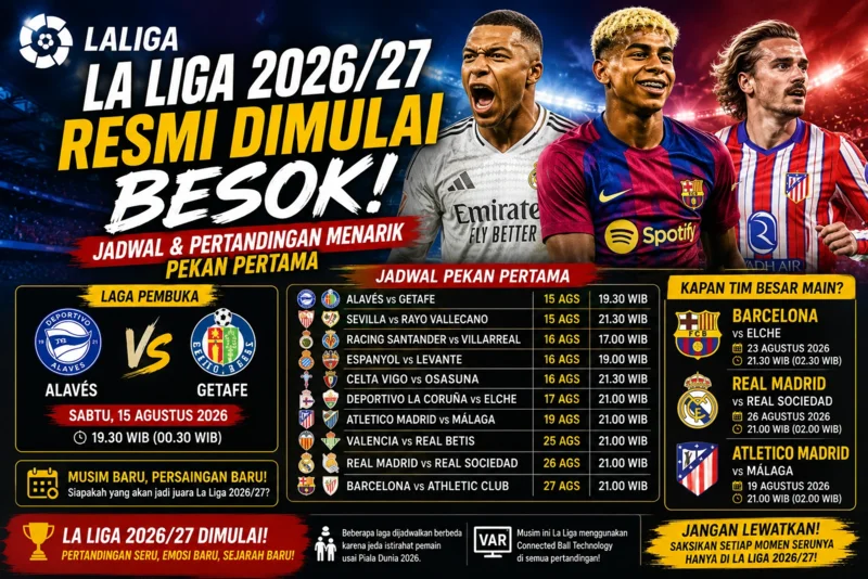 La Liga 202627 Resmi Dimulai Besok Jadwal dan Pertandingan Menarik Pekan Pertama.webp